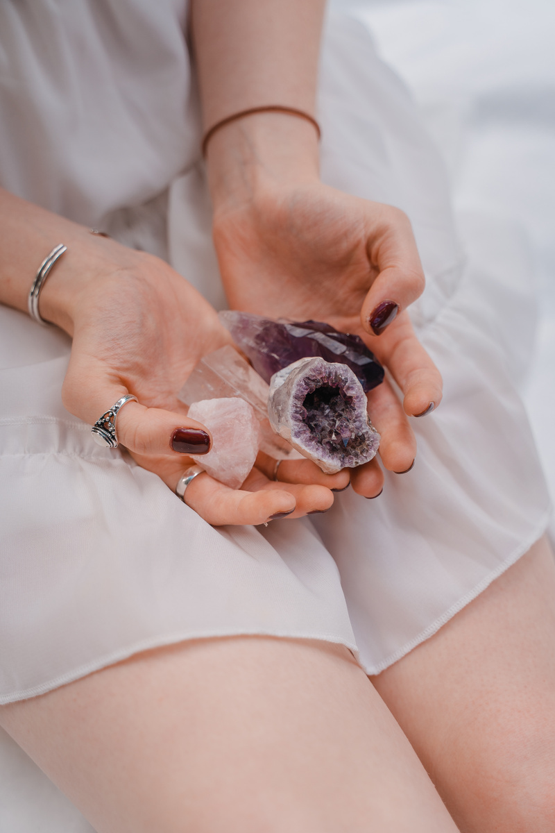 Woman Holding Crystals 