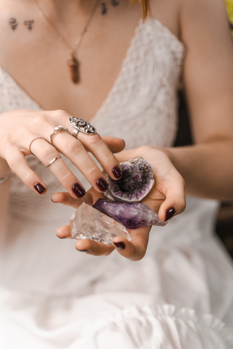 Woman Holding Crystals 